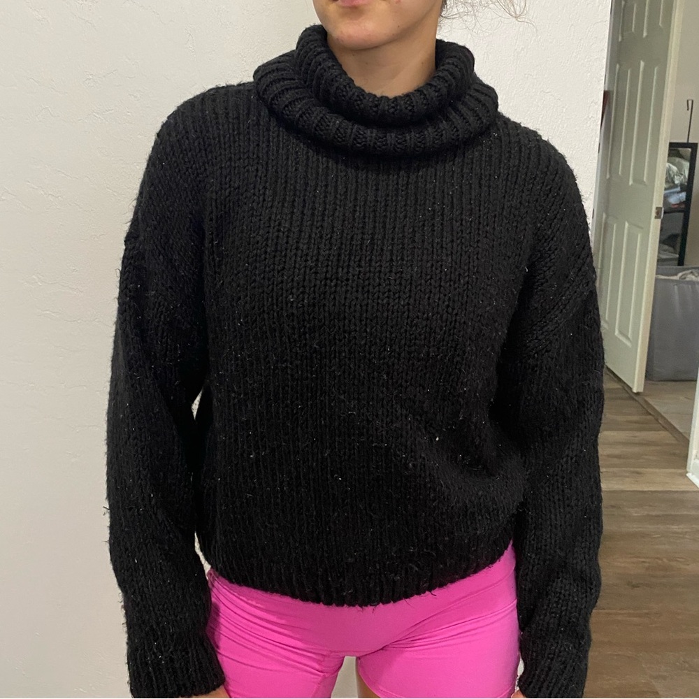 Black turtleneck sweater